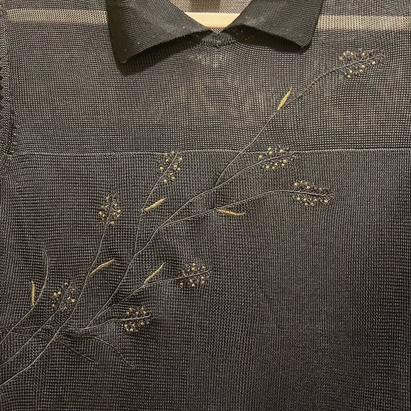 NWT Objects Gold Black blouse with gold embellishment small - Picture 2 of 5